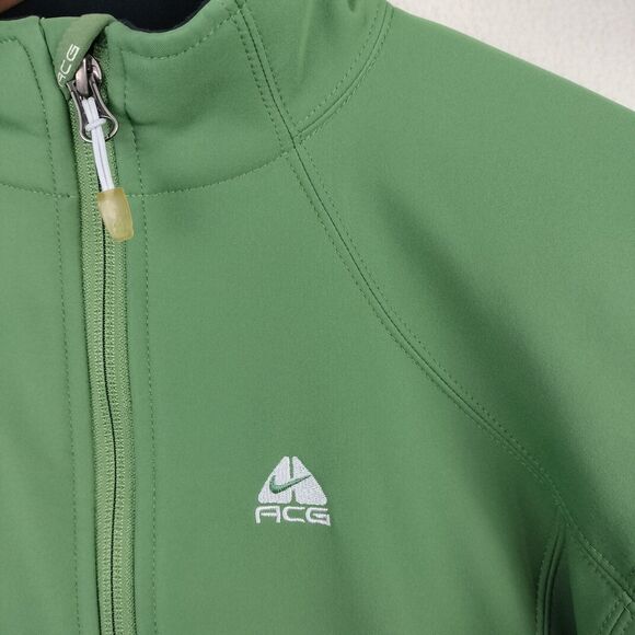 Nike ACG Jacket Women Medium Green Full Zip Soft Shell Fleece Lined Outdoor Coat - Picture 4 of 14